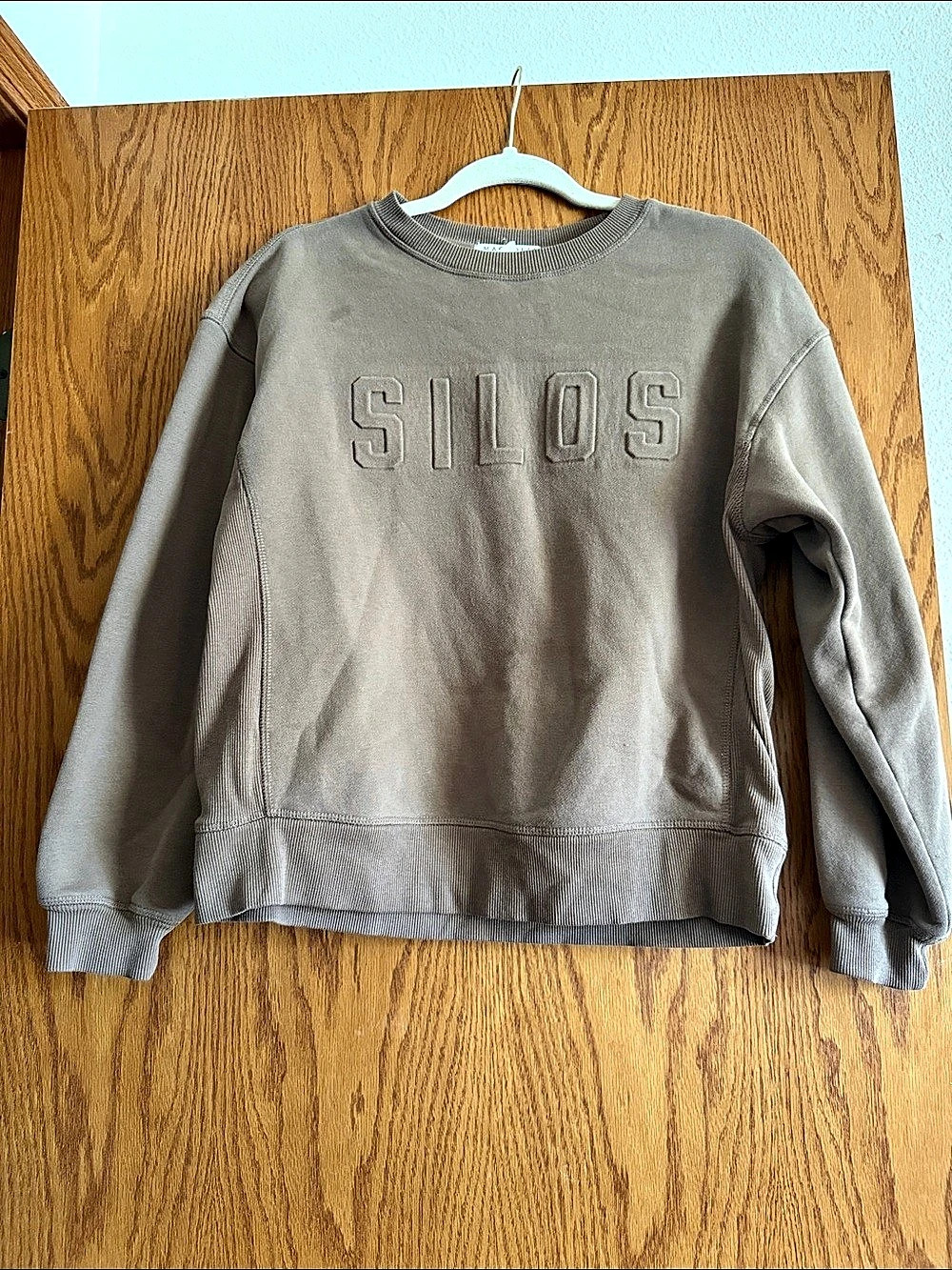 Magnolia Silos Appliqué Brown Mockneck Brushed Fleece Sweatshirt XS